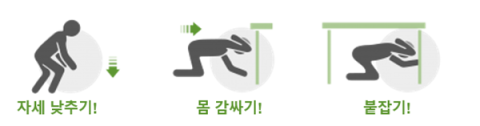 떨어뜨리다, 덮다, 붙들다